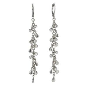 Silver-tone Solver Crystal Rhinestone Cascading Long Dangle Pierced Earrings